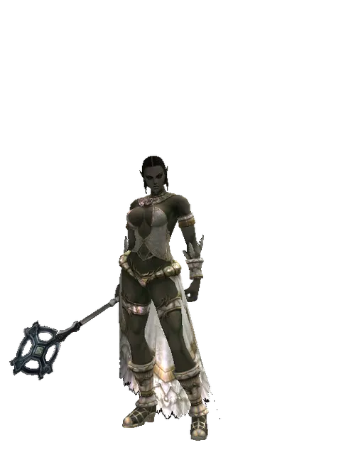 Crucifix of Blessing on a female Orc fighter, front view