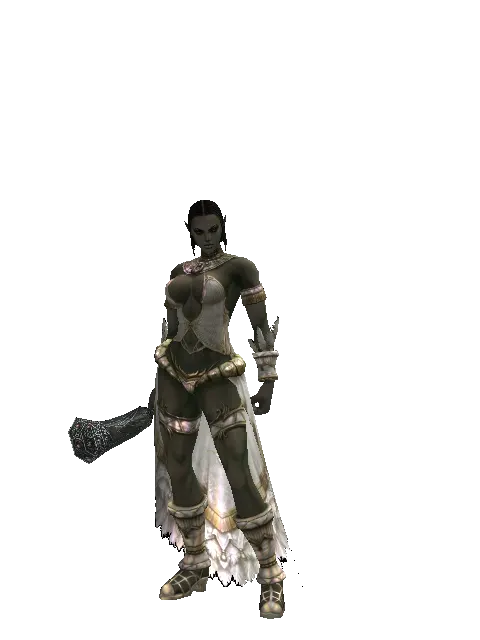 Horn of Glory on a female Orc fighter, front view