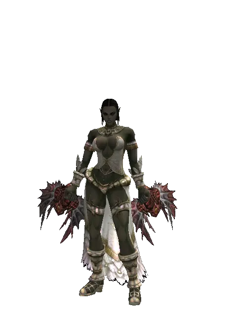 Demon Splinter on a female Orc fighter, front view