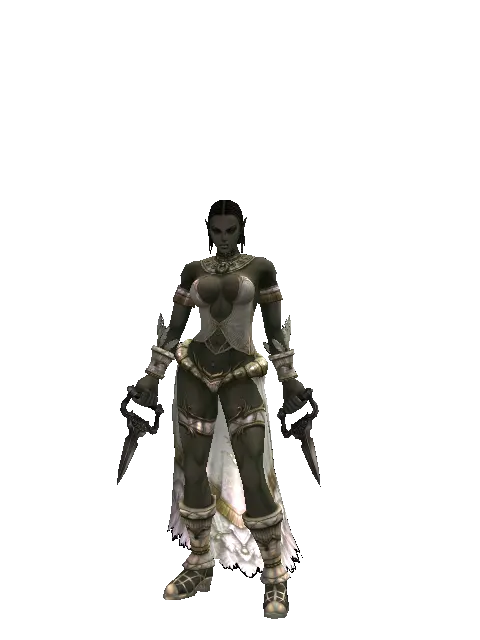 Single-Edged Jamadhr on a female Orc fighter, front view