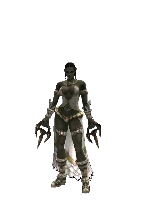 Triple-Edged Jamadhr on a female Orc fighter, front view
