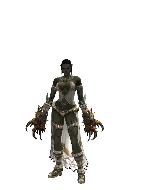 Vesper Fists on a female Orc fighter, front view