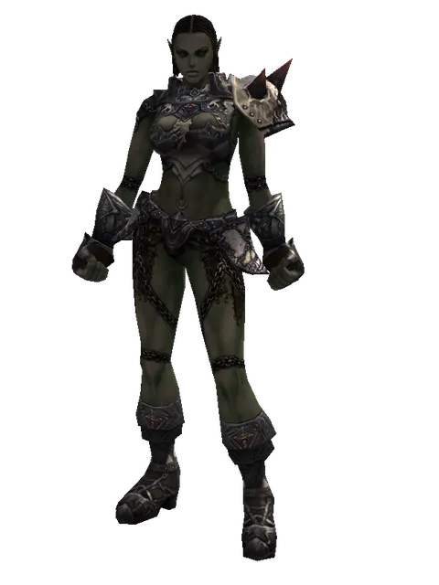Avadon Heavy Set on a female Orc fighter, front view