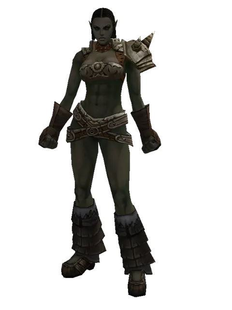 Blast Plate (heavy armor) on a female Orc fighter, front view