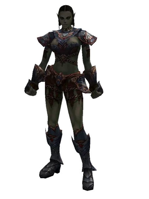 Blue Wolf Set - Heavy on a female Orc fighter, front view