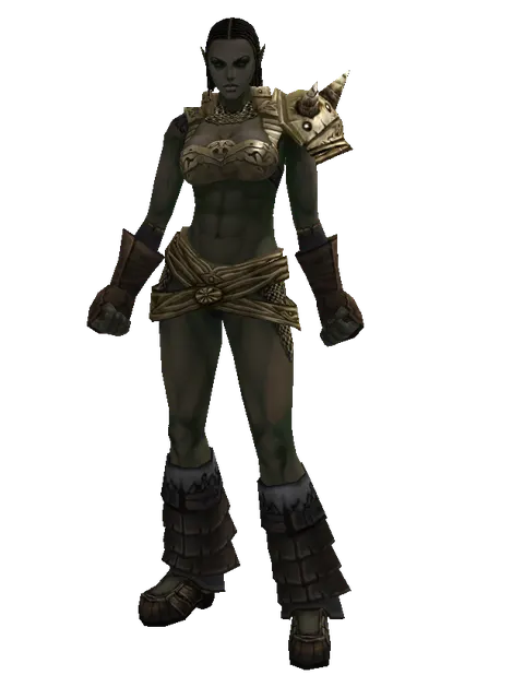 Compound Scale (heavy armor) on a female Orc fighter, front view