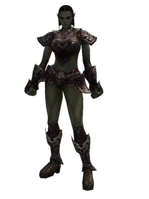 Doom Plate Set on a female Orc fighter, front view