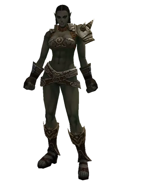 Dream (heavy armor) on a female Orc fighter, front view