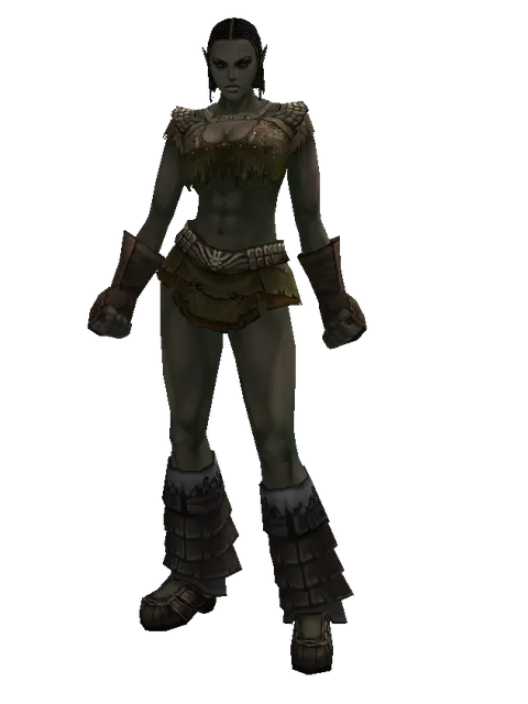 Dwarven Scale (heavy armor) on a female Orc fighter, front view