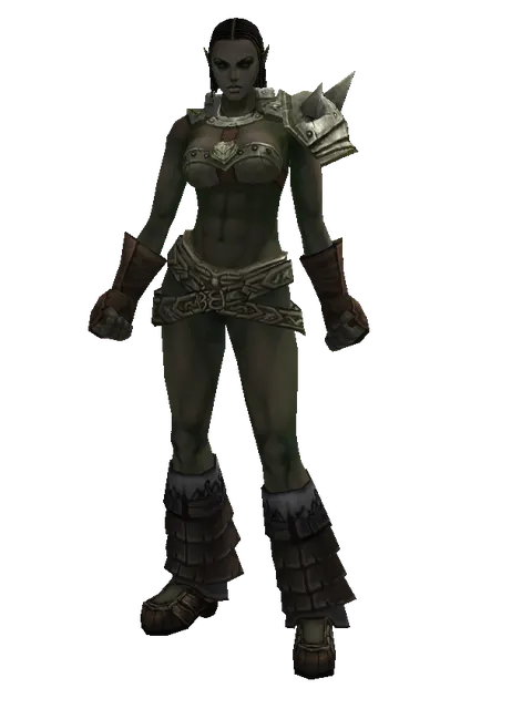 Mithril Set - Heavy on a female Orc fighter, front view