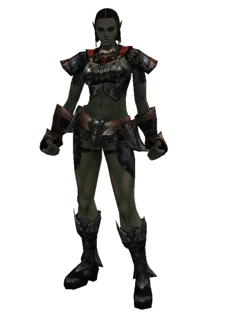 Tallum Plate Set on a female Orc fighter, front view