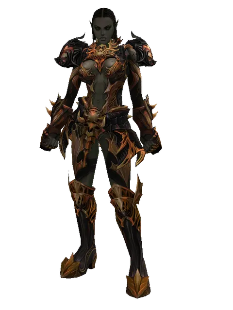 Vesper Set - Heavy on a female Orc fighter, front view