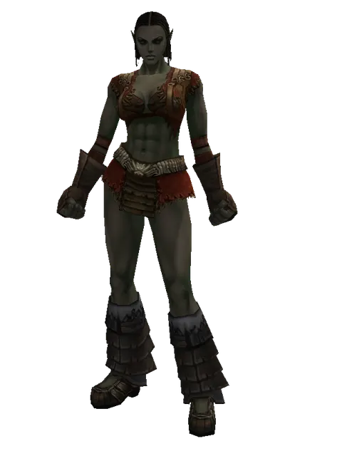 Banded Mithril (light armor) on a female Orc fighter, front view