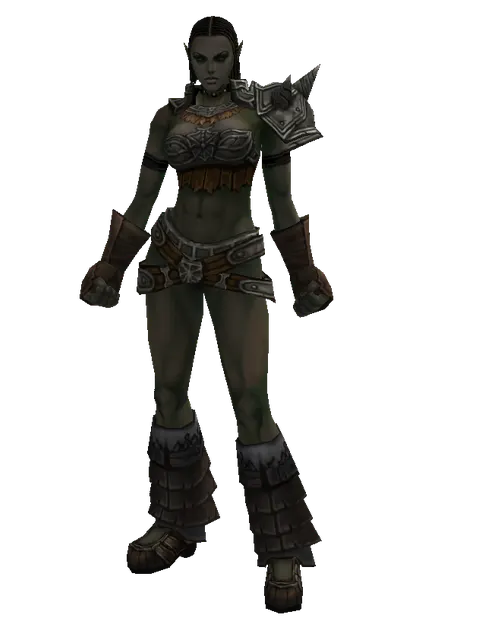 Bone (light armor) on a female Orc fighter, front view
