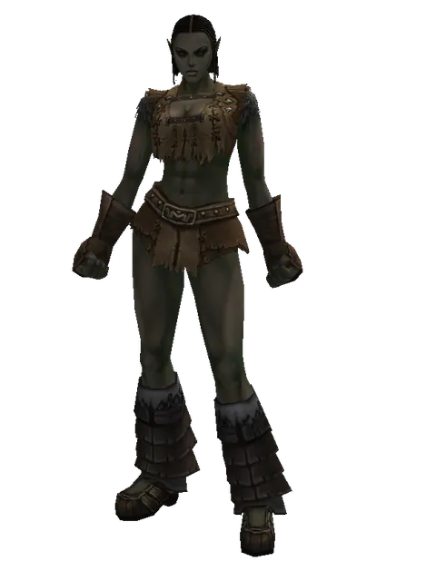 Cotton (light armor) on a female Orc fighter, front view
