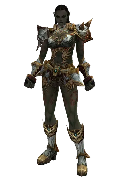 Dynasty Leather Set on a female Orc fighter, front view
