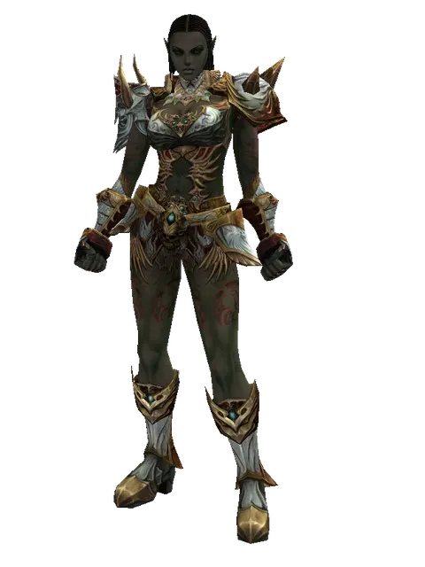 Dynasty Leather Set on a female Orc fighter, front view