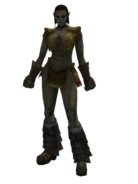 Hard Leather (light armor) on a female Orc fighter, front view