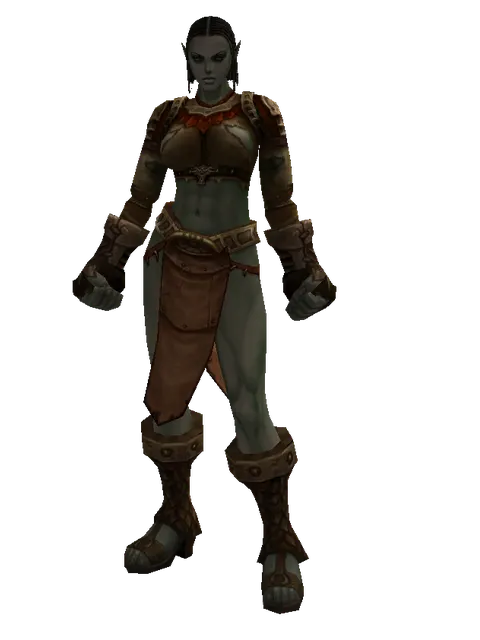 Manticore Skin Set on a female Orc fighter, front view