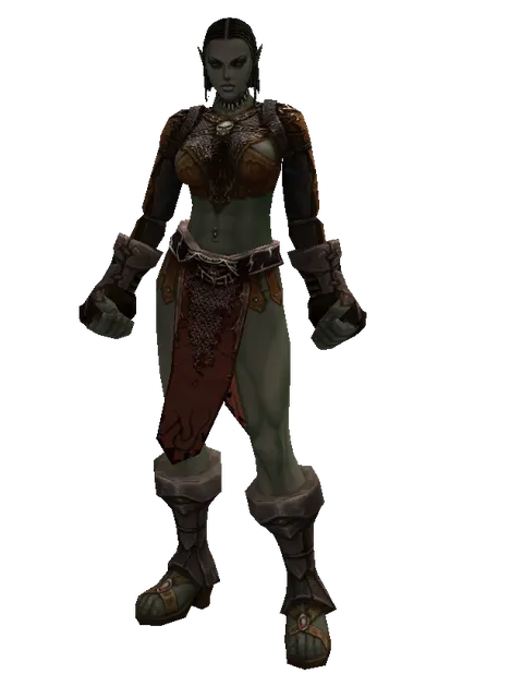 Plated Leather Set on a female Orc fighter, front view