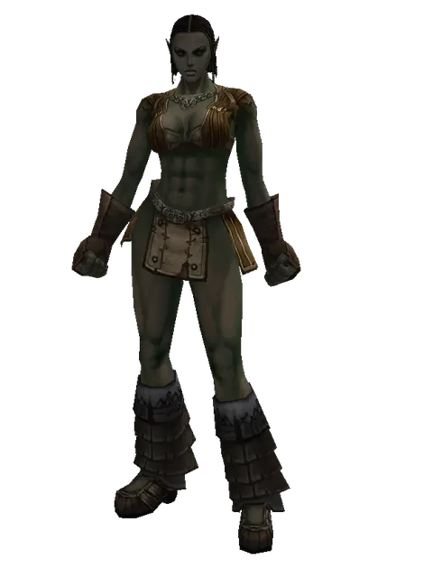 Puma Skin (light armor) on a female Orc fighter, front view