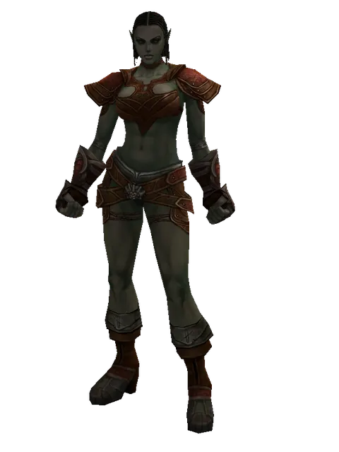 Salamander (light armor) on a female Orc fighter, front view