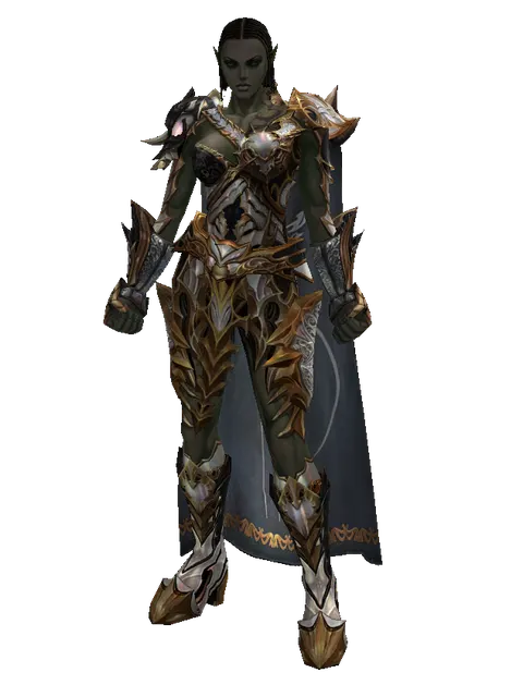 Noble Vesper + Fighter Cloak (light armor) on a female Orc fighter, front view
