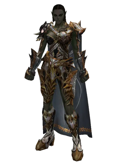 Noble Vesper + Mage Cloak (light armor) on a female Orc fighter, front view