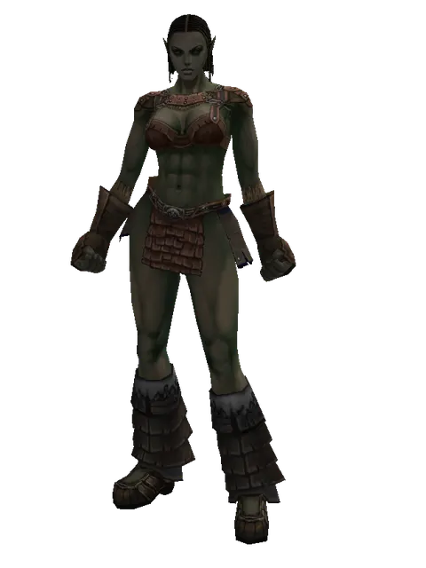 Wooden Set on a female Orc fighter, front view