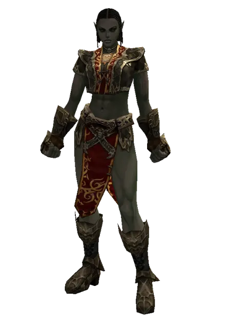 Zubei's Leather Set on a female Orc fighter, front view