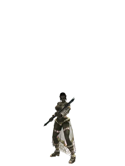 Bec de Corbin on a female Orc fighter, front view