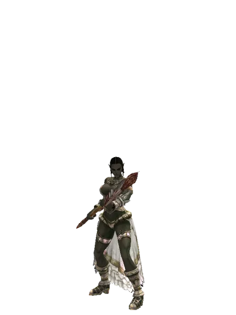 Dragon Claw Axe on a female Orc fighter, front view