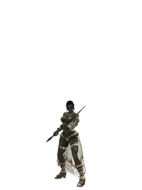 Dwarven Pike on a female Orc fighter, front view