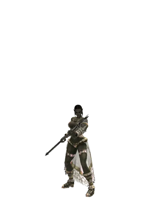 Guard Spear on a female Orc fighter, front view