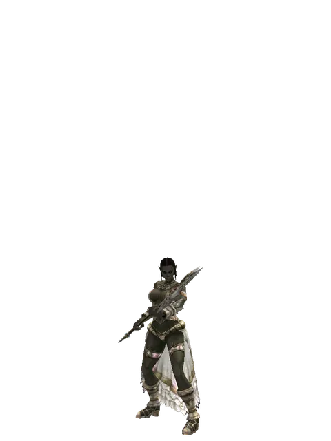 Icarus Trident on a female Orc fighter, front view