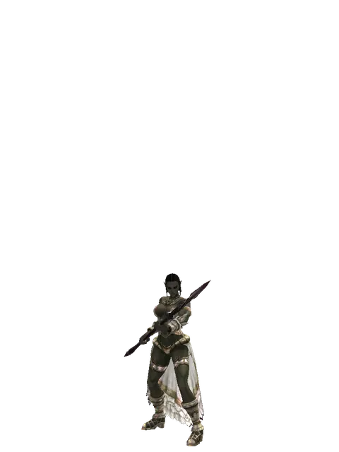 Lance on a female Orc fighter, front view