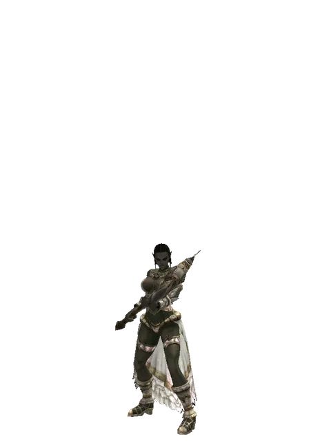 Orcish Poleaxe on a female Orc fighter, front view