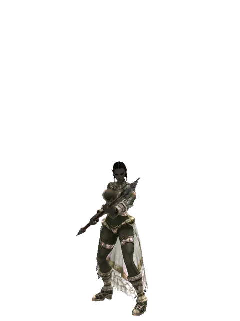 Pike on a female Orc fighter, front view