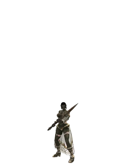 Saint Spear on a female Orc fighter, front view