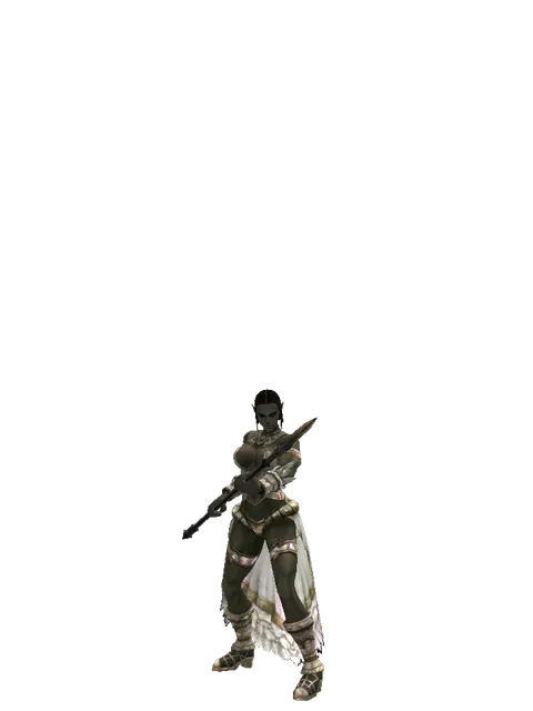 Spear of Silenos on a female Orc fighter, front view