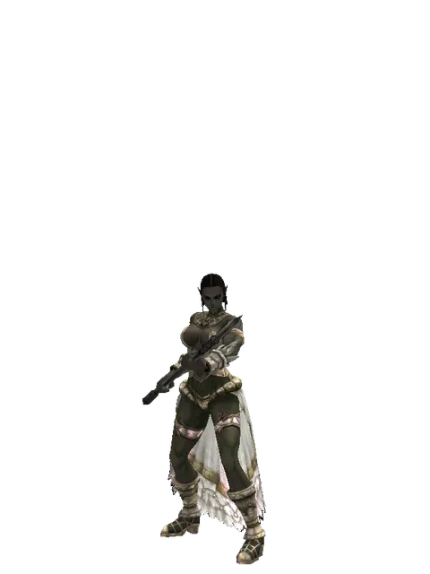 Talins Spear on a female Orc fighter, front view