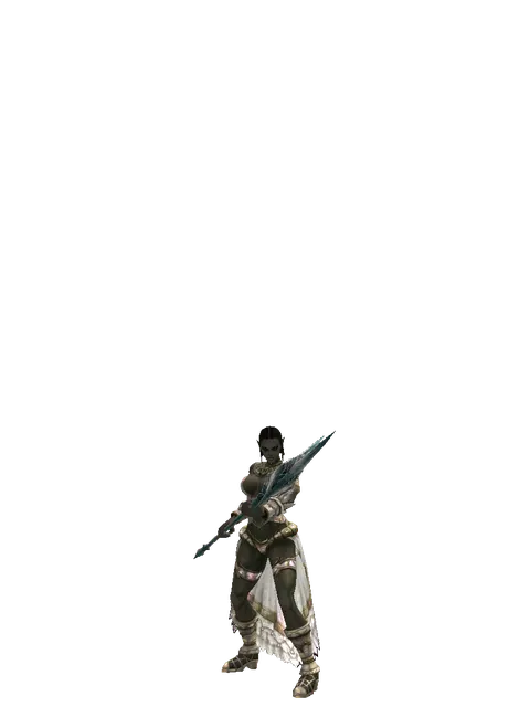Tiphon's Spear on a female Orc fighter, front view