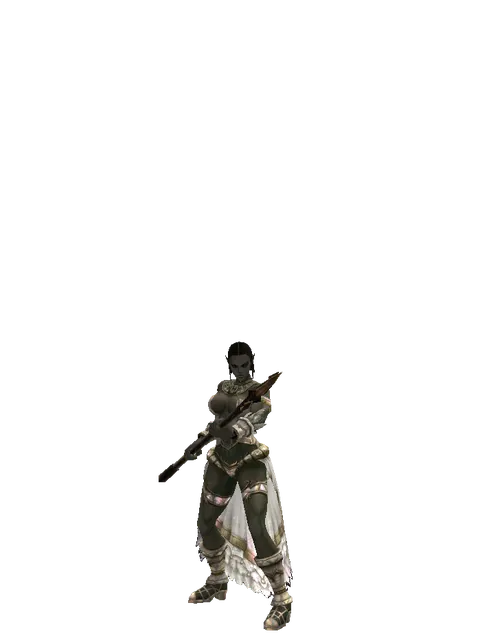 Trident on a female Orc fighter, front view
