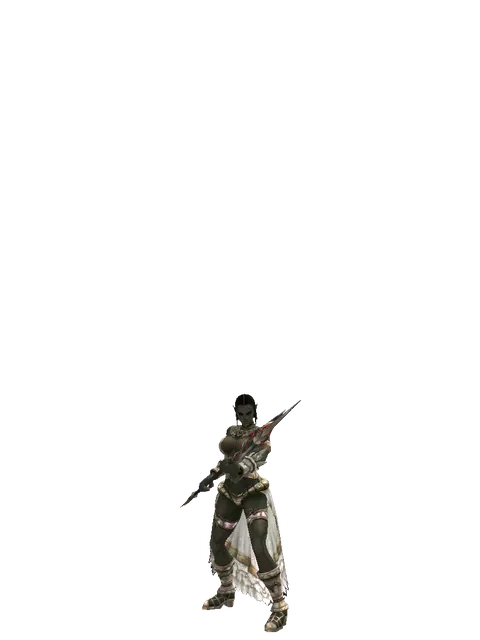 Vesper Pole on a female Orc fighter, front view
