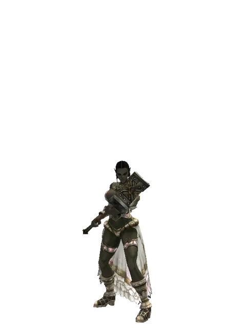 War Pick on a female Orc fighter, front view