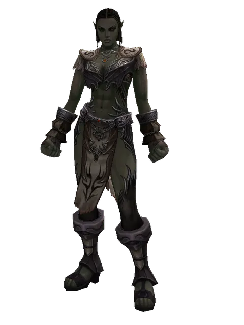 Avadon Robe Set on a female Orc fighter, front view