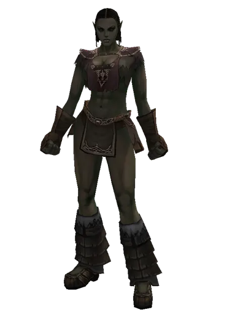 Cursed (robe) on a female Orc fighter, front view