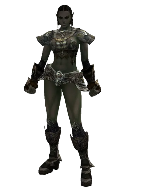Dark Crystal Robe Set on a female Orc fighter, front view