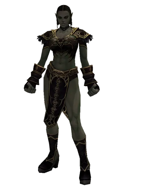 Demon's Set on a female Orc fighter, front view