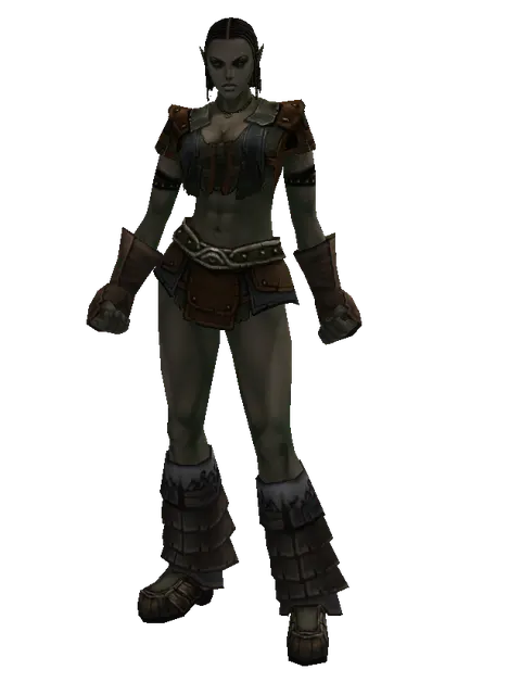 Set of Devotion on a female Orc fighter, front view